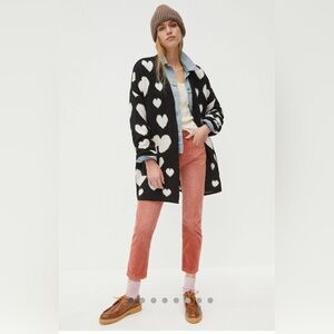 Anthropologie Black and White Heart Cardigan 1X